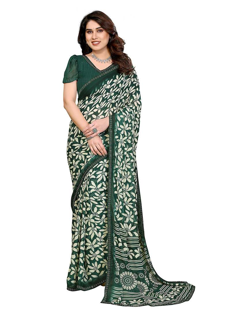 women printed casual wear saree with blouse