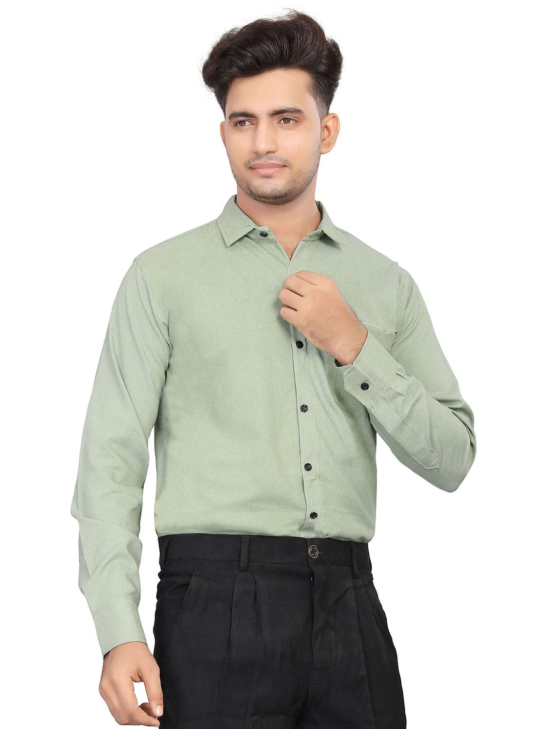 men solid long sleeve regualr fit formal shirt - 22265498 -  Standard Image - 2