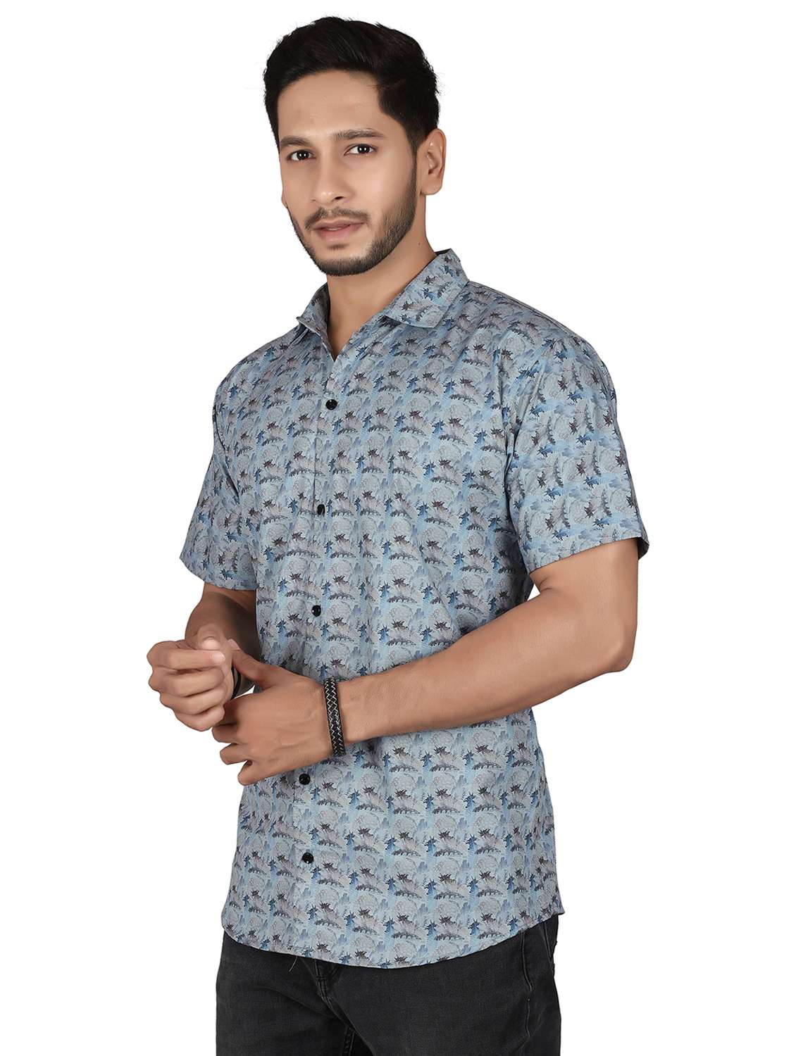 men printed short sleeve regualr fit casual shirt - 22265500 -  Standard Image - 2