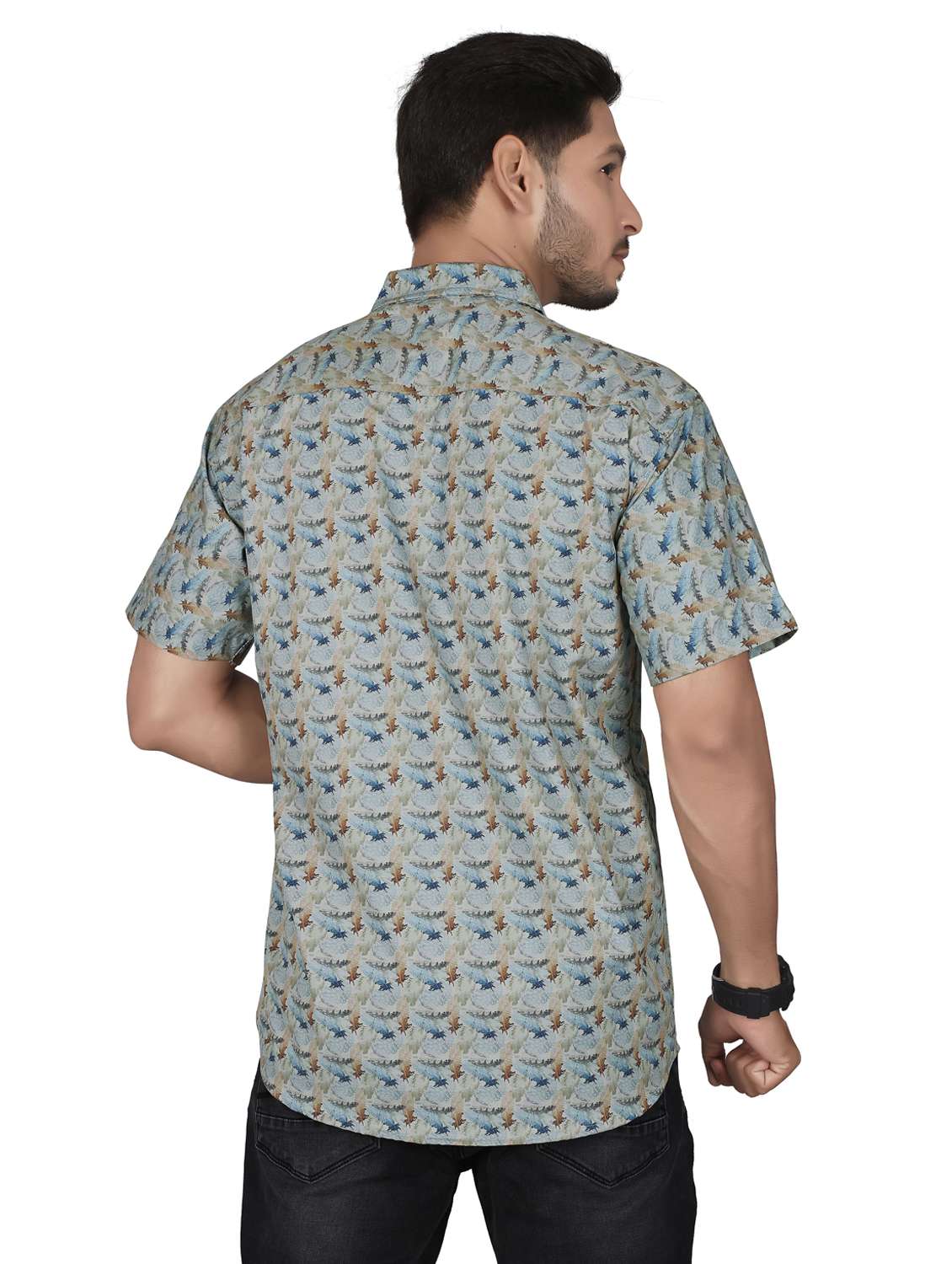 men printed short sleeve regualr fit casual shirt - 22265501 -  Standard Image - 2