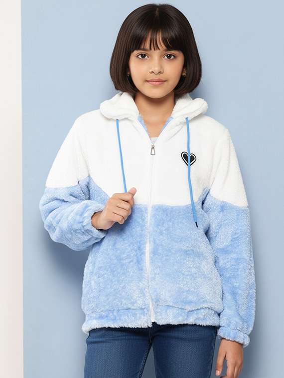 girls color blocked long sleeve jacket