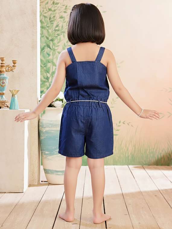 girls solid shoulder strap playsuit - 22265716 -  Standard Image - 2