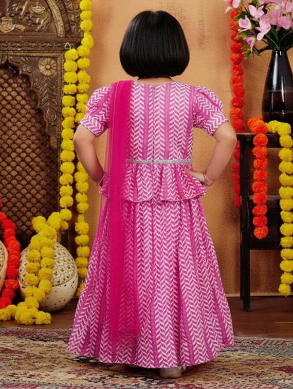 girls printed lehenga choli with dupatta set - 22265730 -  Standard Image - 2