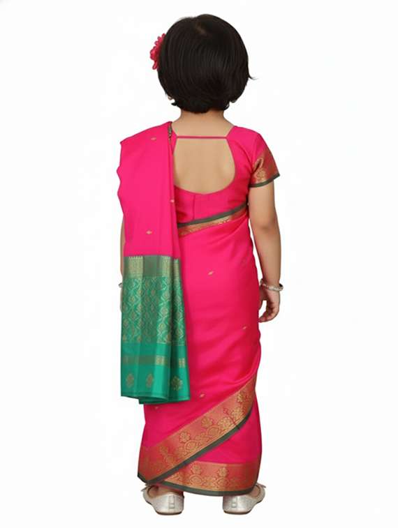 girls solid bordered ready to wear saree - 22265767 -  Standard Image - 2