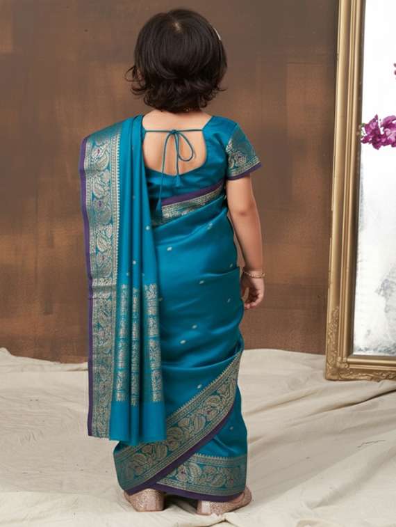 girls bordered ready to wear saree - 22265772 -  Standard Image - 2