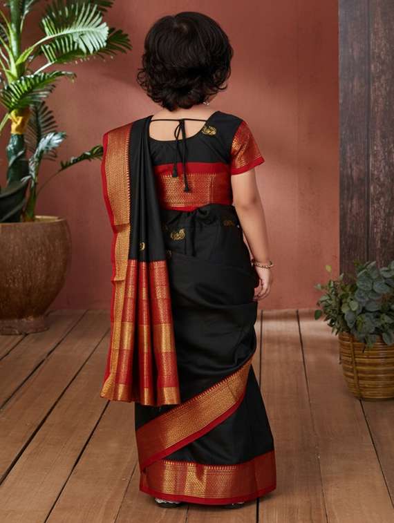 girls bordered ready to wear saree - 22265775 -  Standard Image - 2