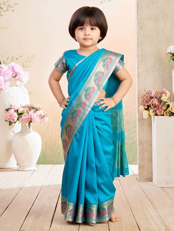 girls bordered ready to wear saree