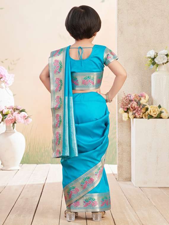 girls bordered ready to wear saree - 22265779 -  Standard Image - 2