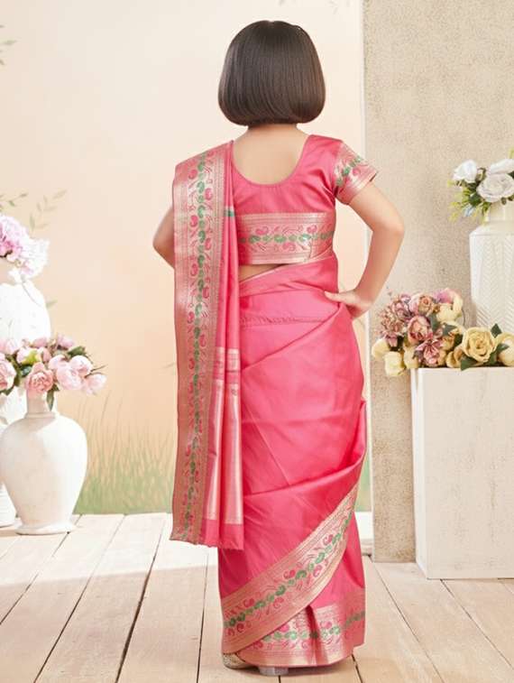 girls bordered ready to wear saree - 22265780 -  Standard Image - 2