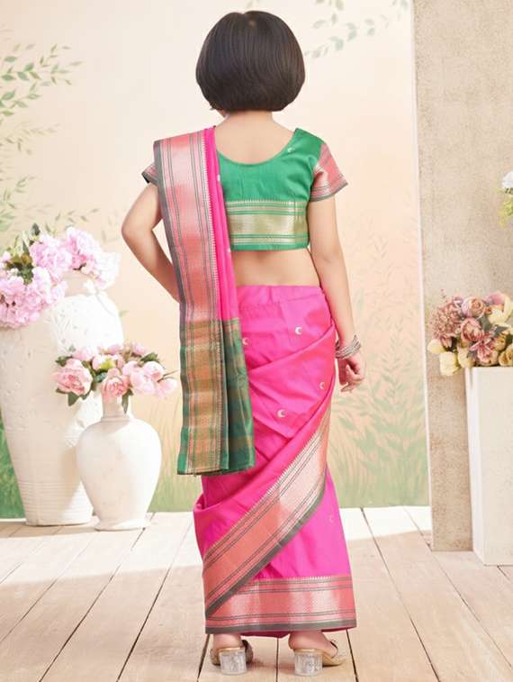 girls bordered ready to wear saree - 22265783 -  Standard Image - 2