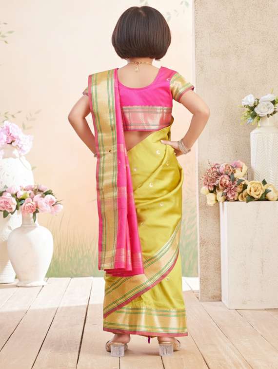 girls bordered ready to wear saree - 22265784 -  Standard Image - 2