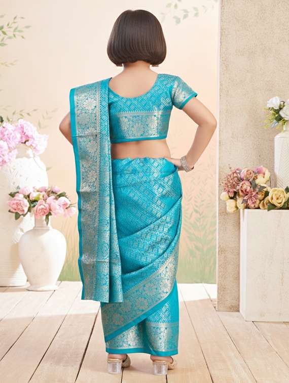 girls bordered ready to wear saree - 22265786 -  Standard Image - 2