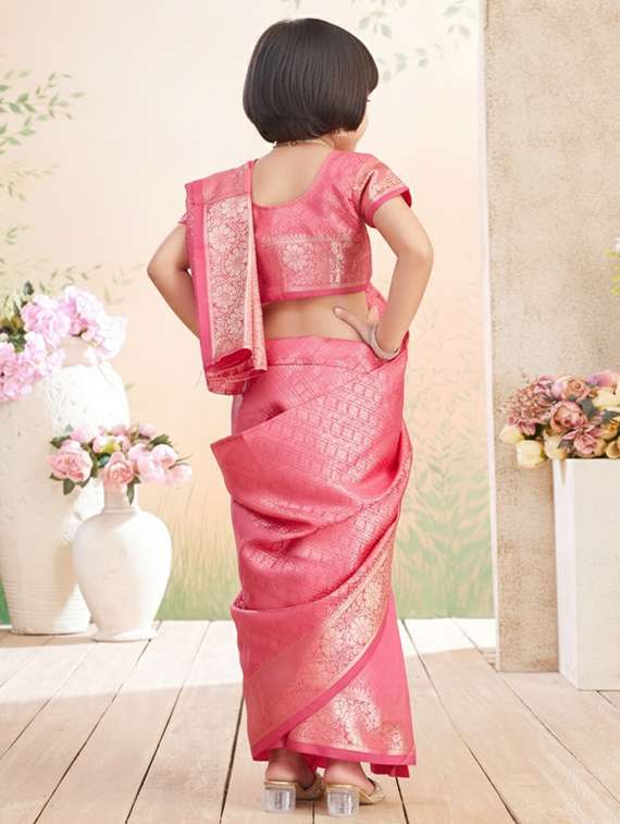 girls bordered ready to wear saree - 22265788 -  Standard Image - 2