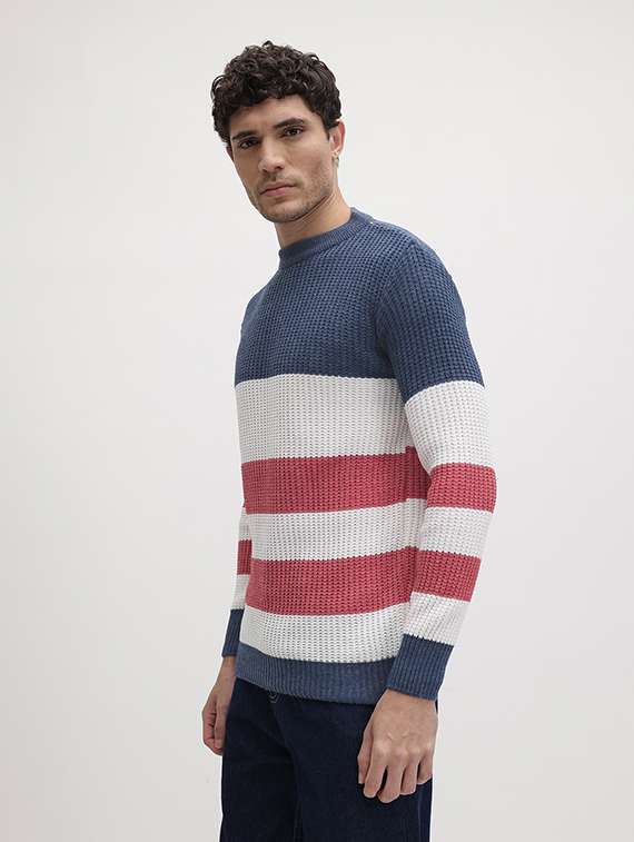 men color block long sleeve regular fit pullover - 22265790 -  Standard Image - 2