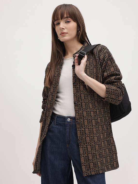 women self designed long sleeve cardigan - 22265792 -  Standard Image - 2