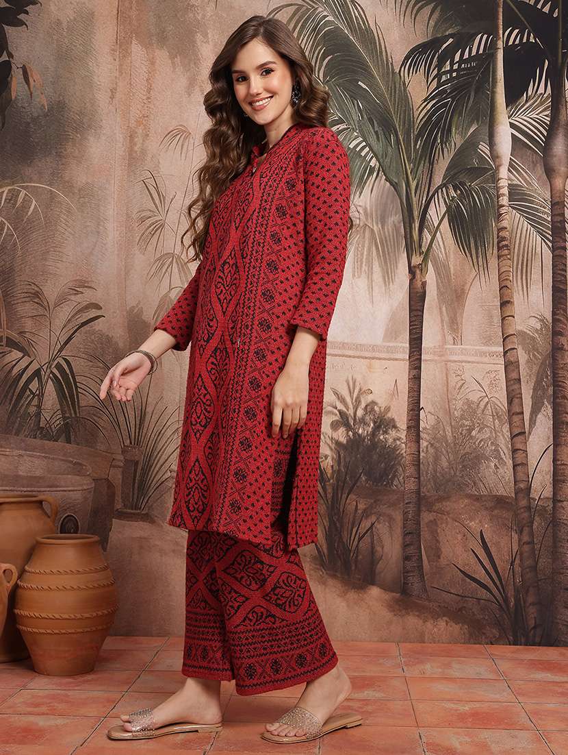 women self design long sleeve kurta pant set - 22265797 -  Standard Image - 2
