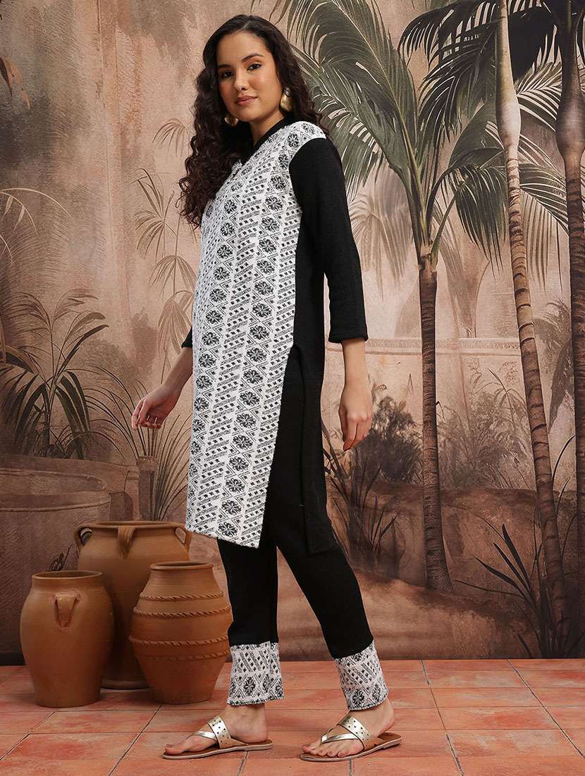 women self design long sleeve kurta pant set - 22265803 -  Standard Image - 2