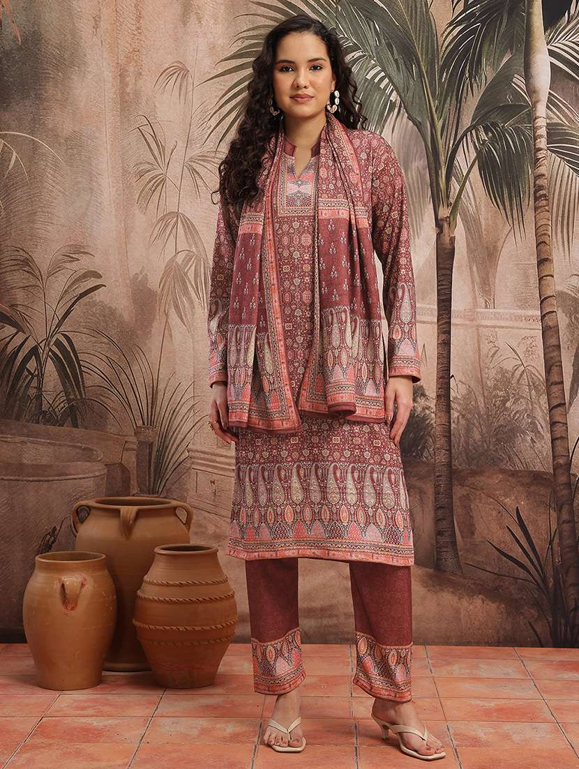 women printed long sleeve kurta pant with dupatta set - 22265807 -  Standard Image - 2