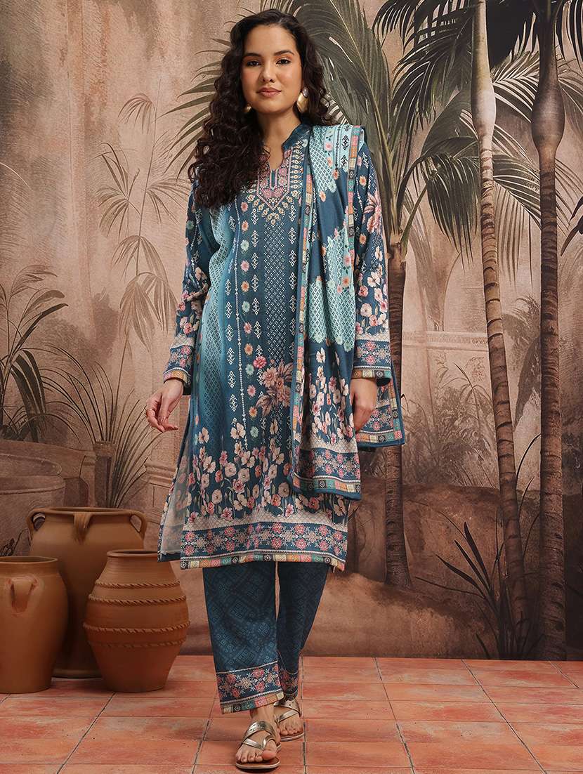 women printed long sleeve kurta pant with dupatta set - 22265808 -  Standard Image - 2