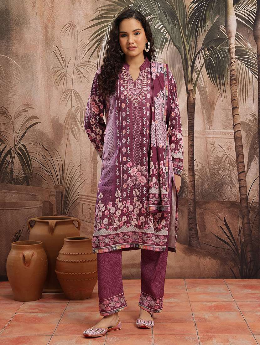 women printed long sleeve kurta pant with dupatta set - 22265809 -  Standard Image - 2