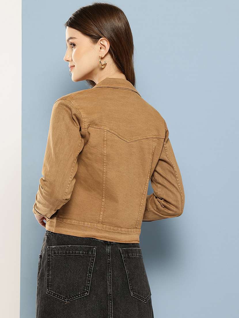 women solid long sleeve denim jacket - 22265810 -  Standard Image - 2