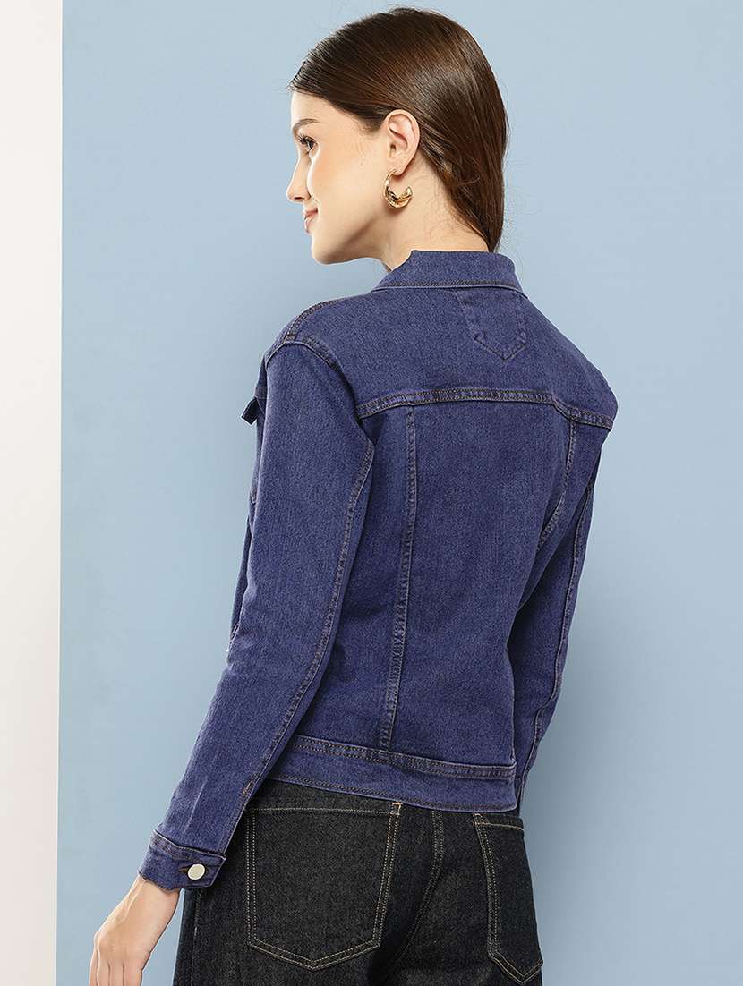 women solid long sleeve denim jacket - 22265819 -  Standard Image - 2