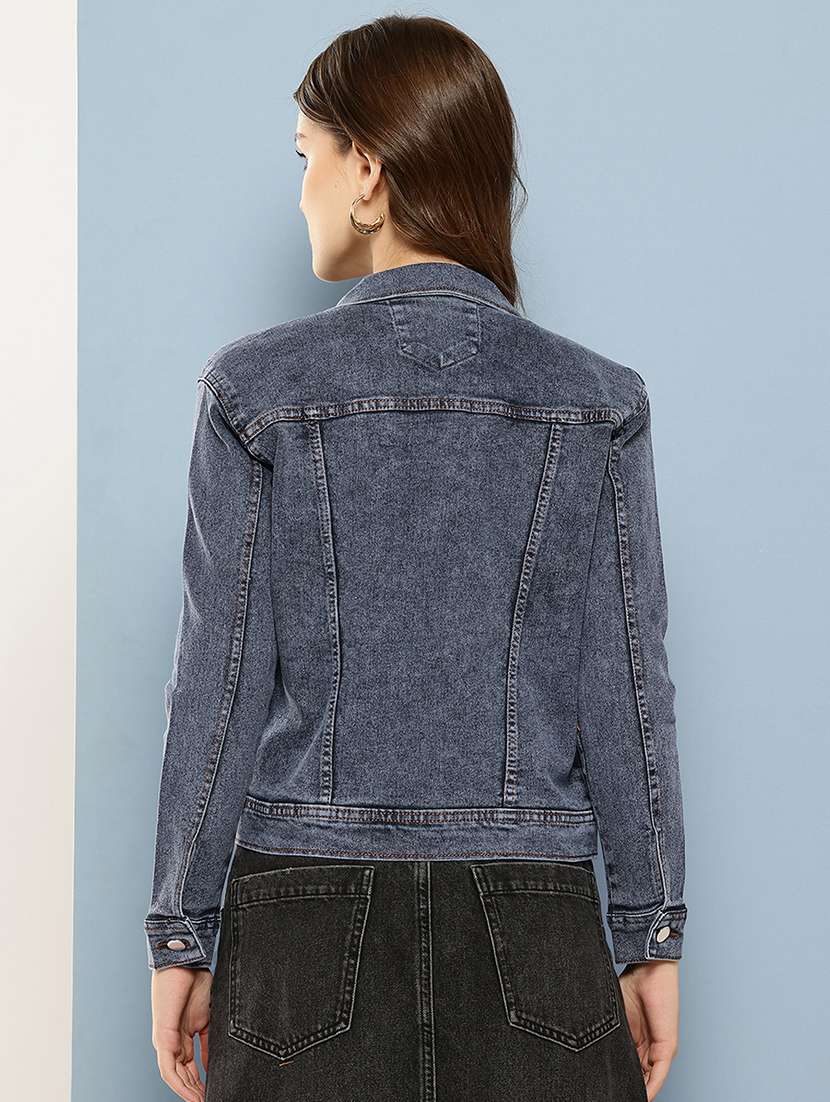 women solid long sleeve denim jacket - 22265821 -  Standard Image - 2