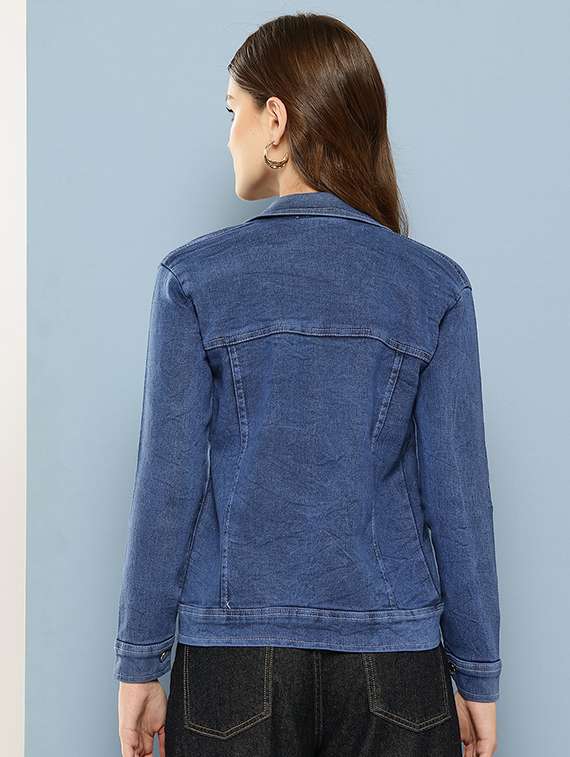 women solid long sleeve denim jacket - 22265822 -  Standard Image - 2