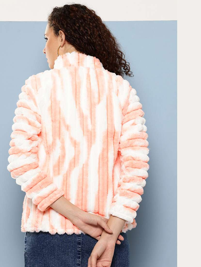 women printed long sleeve fur jacket - 22265823 -  Standard Image - 2