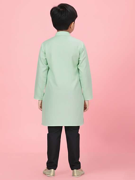 boys solid long sleeve straight kurta - 22265832 -  Standard Image - 2