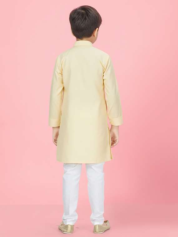 boys solid long sleeve asymmetric kurta - 22265833 -  Standard Image - 2