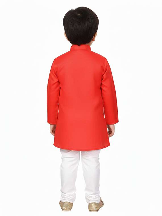 boys solid long sleeve asymmetric kurta - 22265835 -  Standard Image - 2