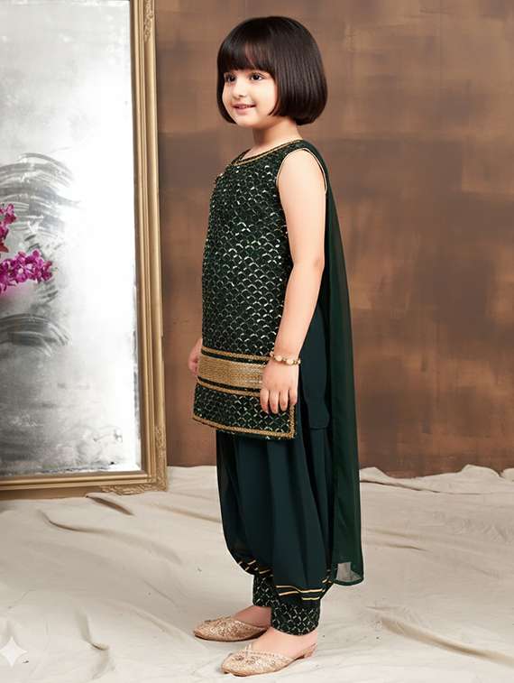 girls embroidered kurta and salwar set with dupatta - 22265837 -  Standard Image - 2