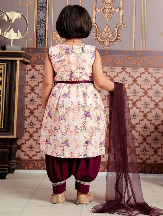 girls embroidered kurta and salwar set with dupatta - 22265838 -  Standard Image - 2