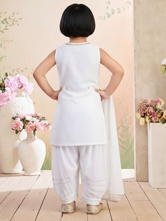 girls embroidered kurta and salwar set with dupatta - 22265843 -  Standard Image - 2