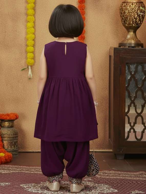 girls embroidered kurta and salwar set with dupatta - 22265846 -  Standard Image - 2