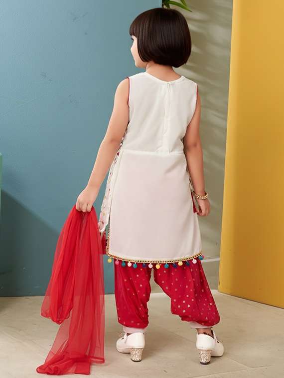 girls embroidered kurta and salwar set with dupatta - 22265848 -  Standard Image - 2