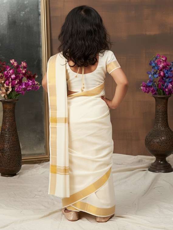 girls bordered ready to wear saree - 22265873 -  Standard Image - 2