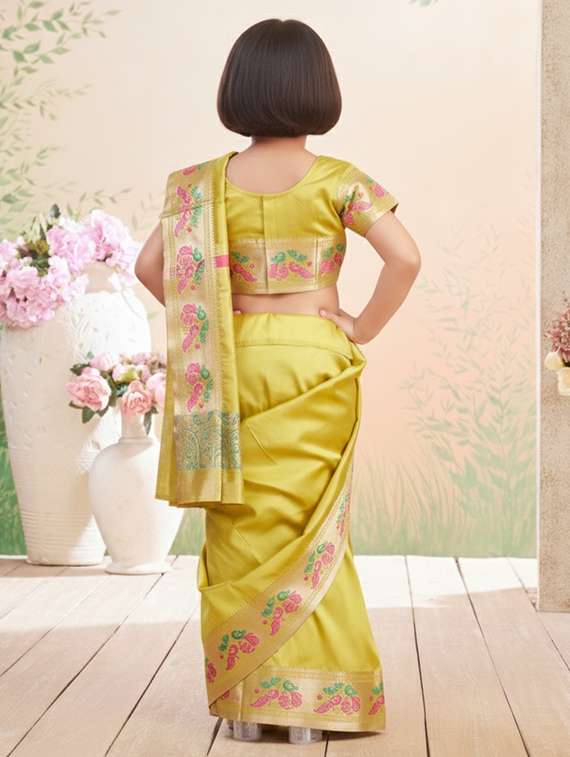 girls bordered ready to wear saree - 22265875 -  Standard Image - 2