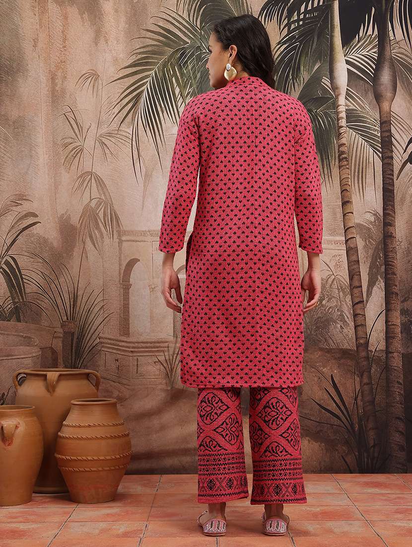 women self design long sleeve kurta pant set - 22265880 -  Standard Image - 2