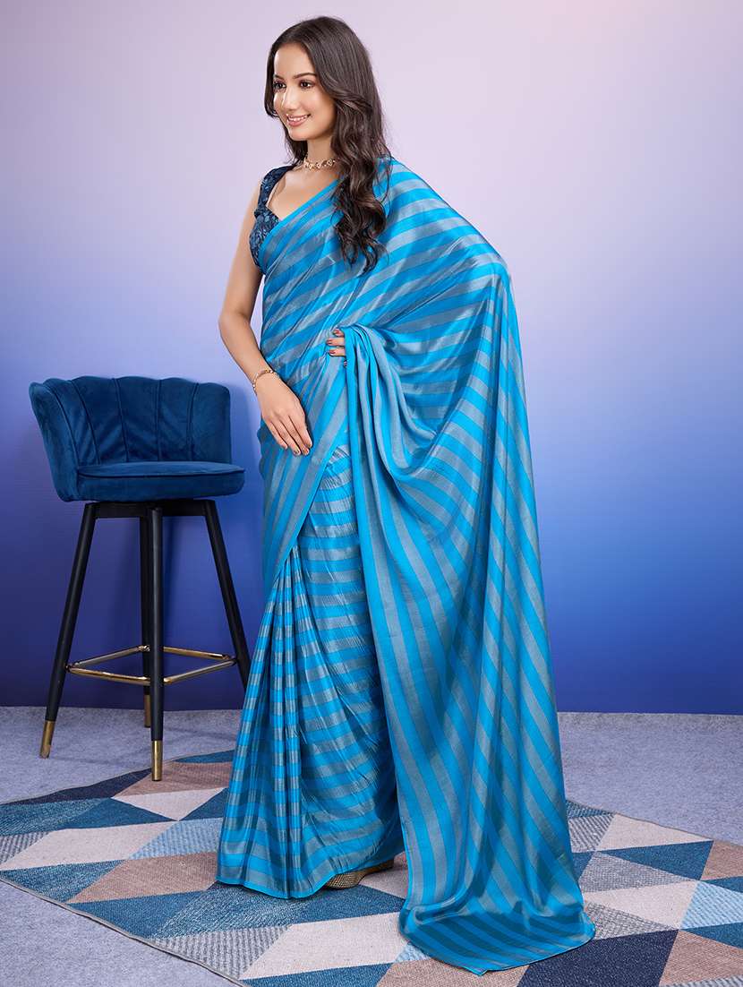 women striped ready to wear saree with blouse - 22265903 -  Standard Image - 2