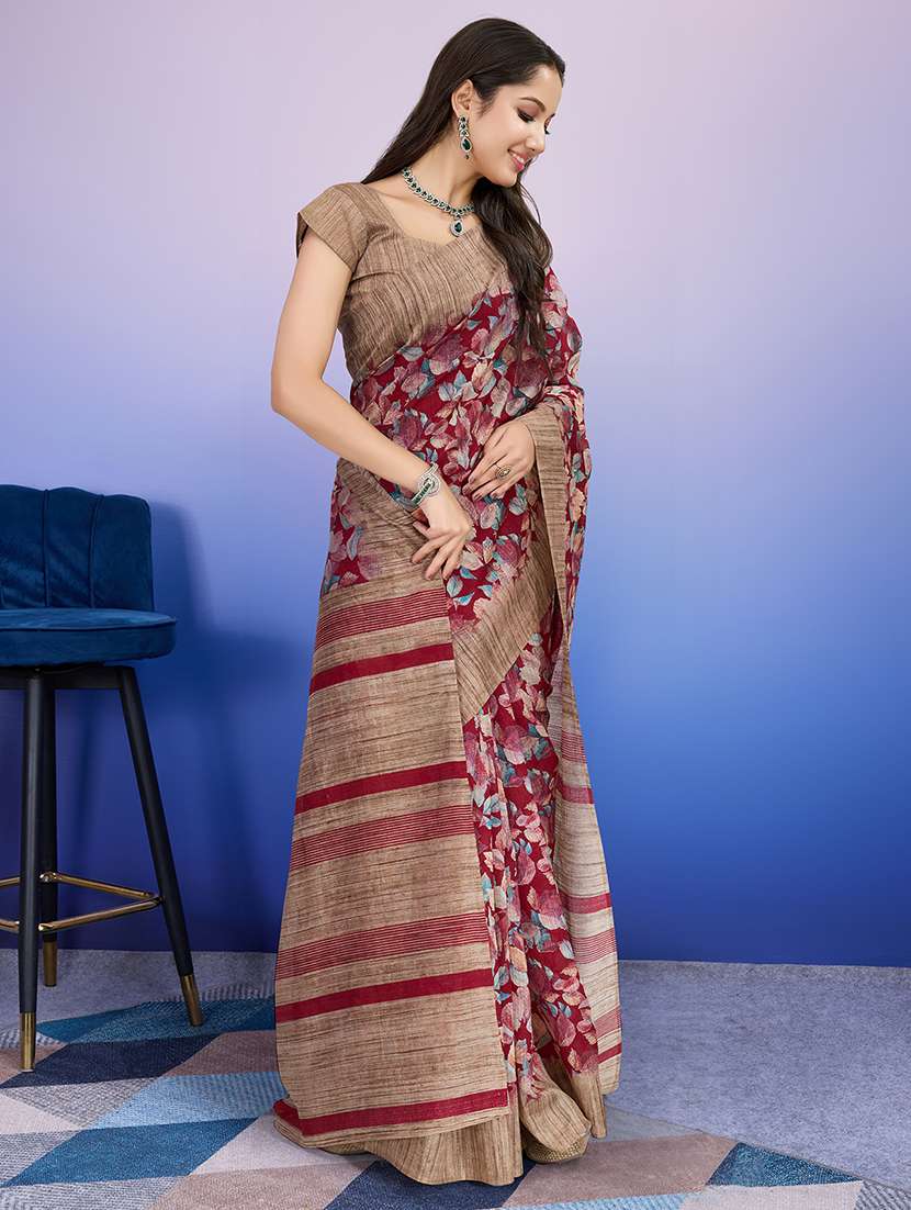 women printed casual wear saree with blouse - 22265911 -  Standard Image - 2