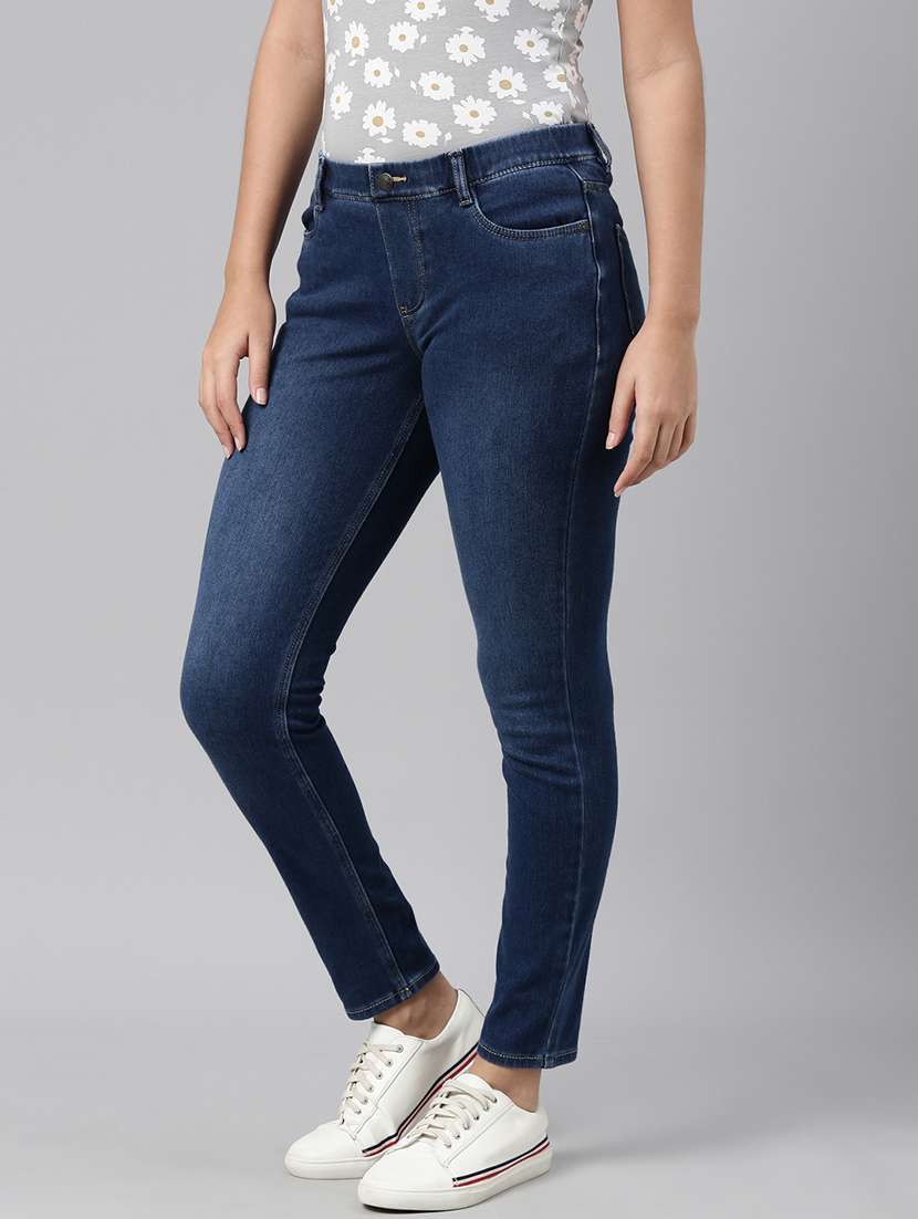 women plain high rise slim fit jeans - 22265975 -  Standard Image - 2