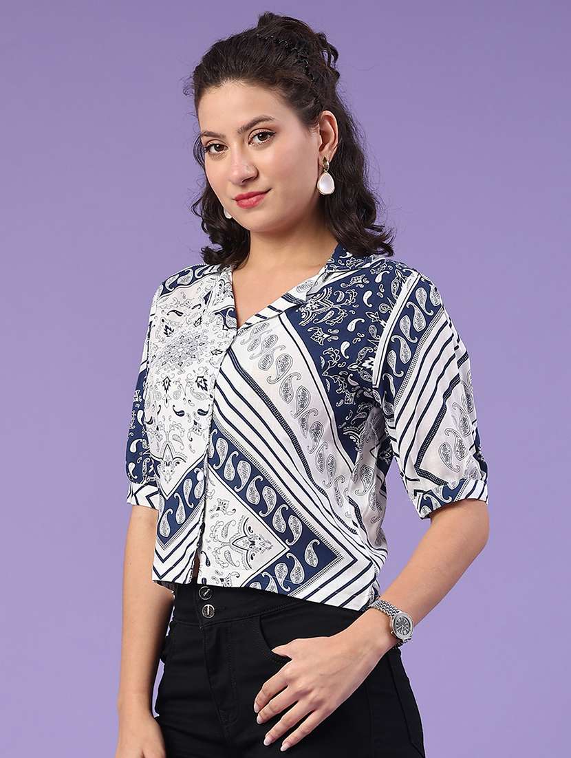 women blue cotton regular shirt - 22266105 -  Standard Image - 2