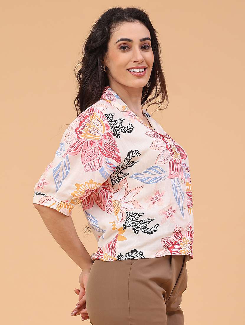 women floral print short sleeve shirt - 22266106 -  Standard Image - 2