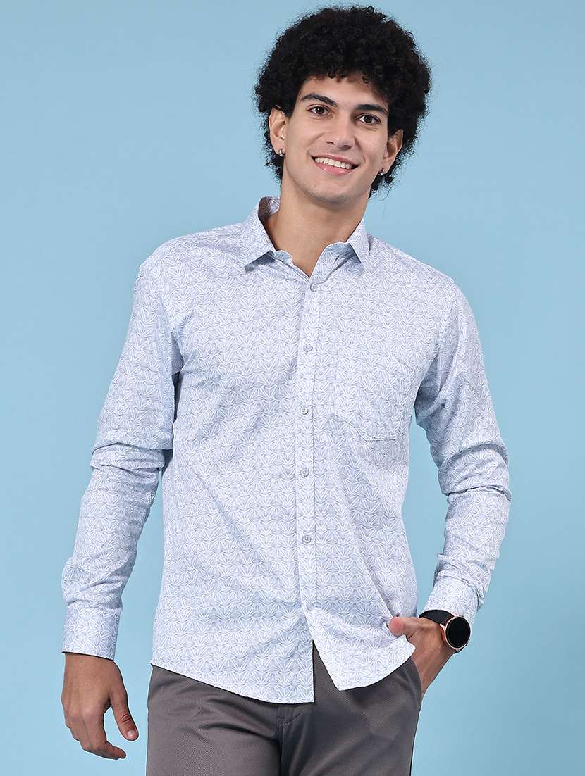 men printed long sleeve regular fit casual shirt