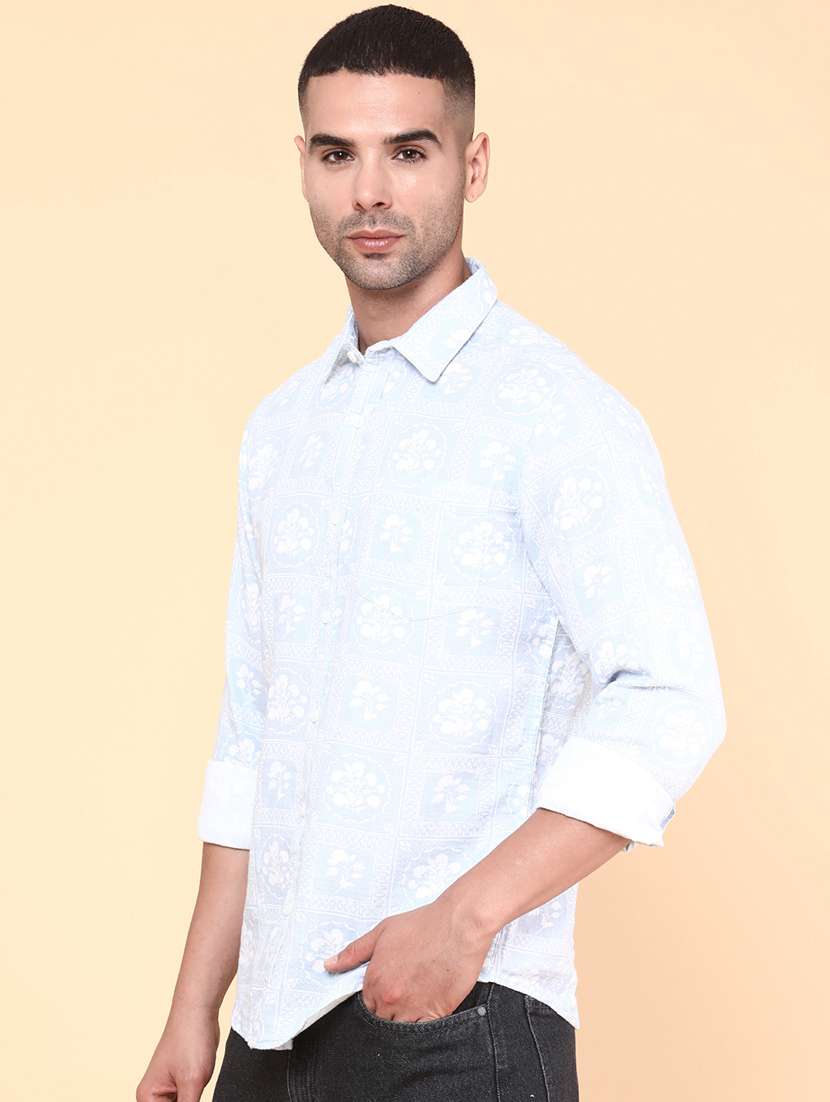 men blue cotton casual shirt - 22266252 -  Standard Image - 2