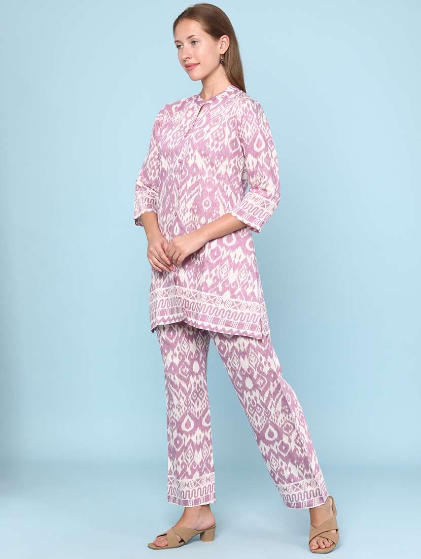 women ikat printed three quarter sleeve ethnic co-ord set - 22266422 -  Standard Image - 2
