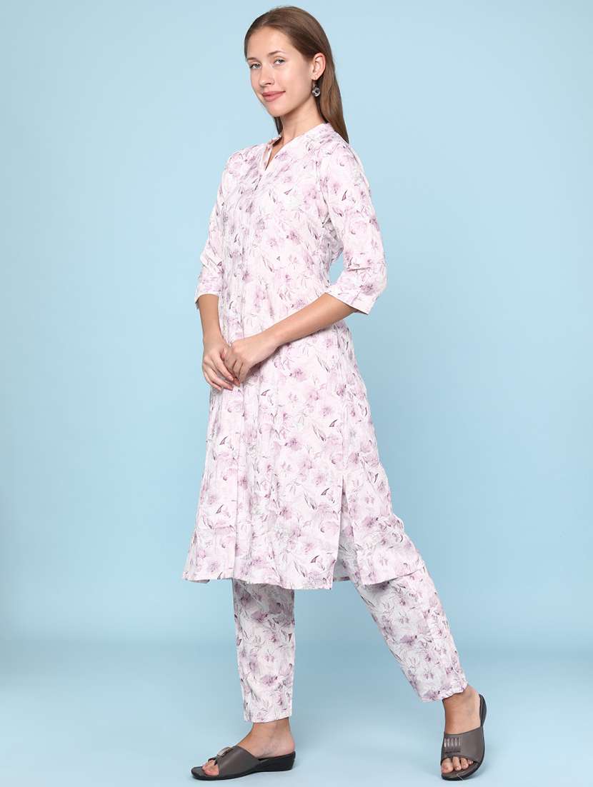 women floral printed three quarter sleeve ethnic co-ord set - 22266427 -  Standard Image - 2