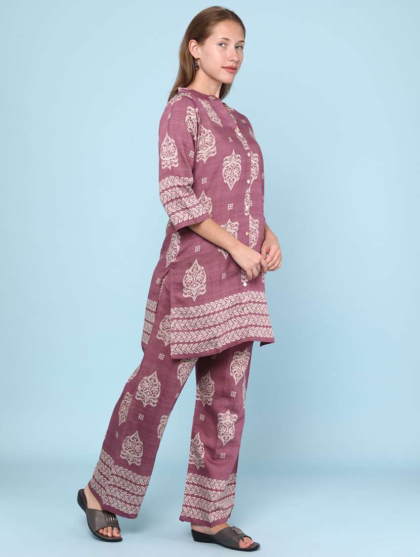 women printed three quarter sleeve ethnic co-ord set - 22266441 -  Standard Image - 2